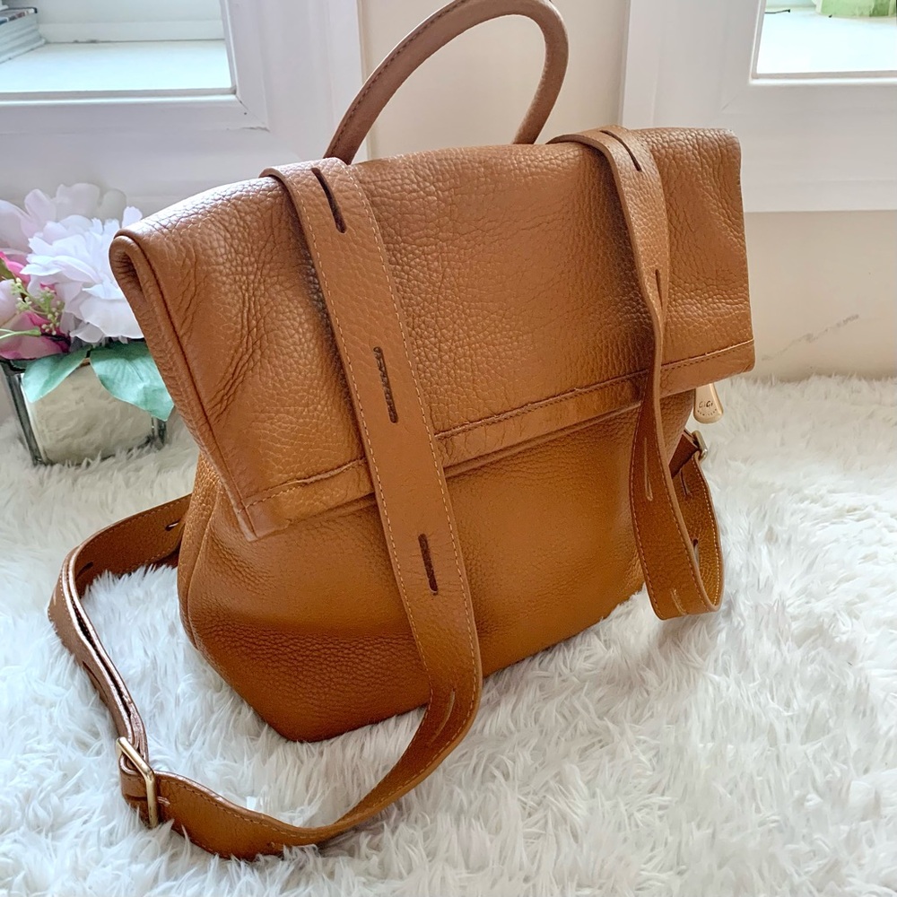 NEW GiGi New York Abbey Pebbled Leather Backpack Bag in Rare Camel Tan NWOT